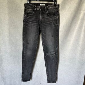 Moussy Vintage Black Distressed Denim Skinny Jeans size 27 Japanese Denim